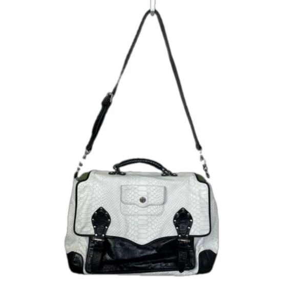 NWOT Rebecca Minkoff Genuine Leather Snakeskin Top Handle Crossbody Flap Bag - Picture 1 of 13